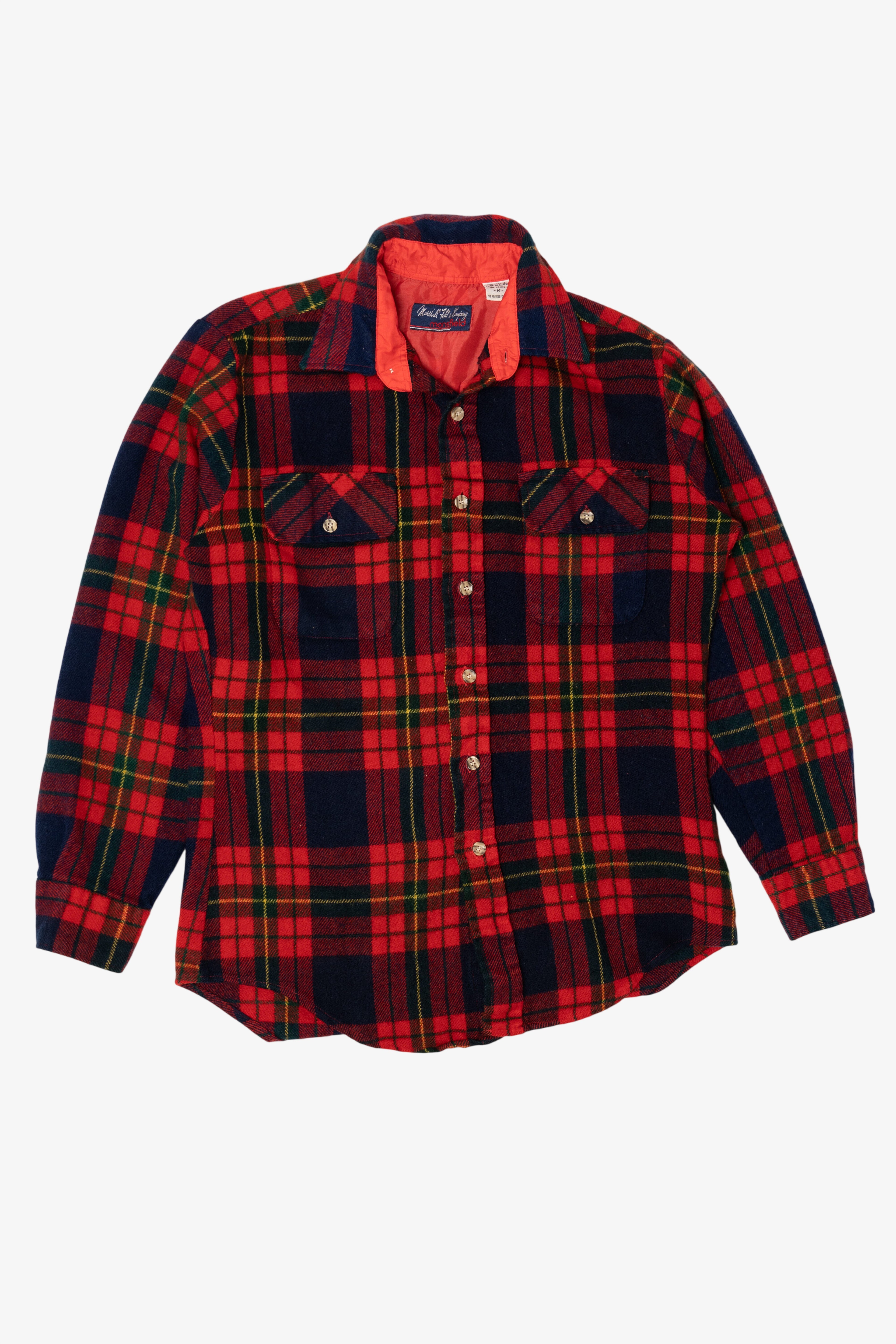 Vintage Red Marshall Field & Company Button Up Flannel Shirt (1970s)