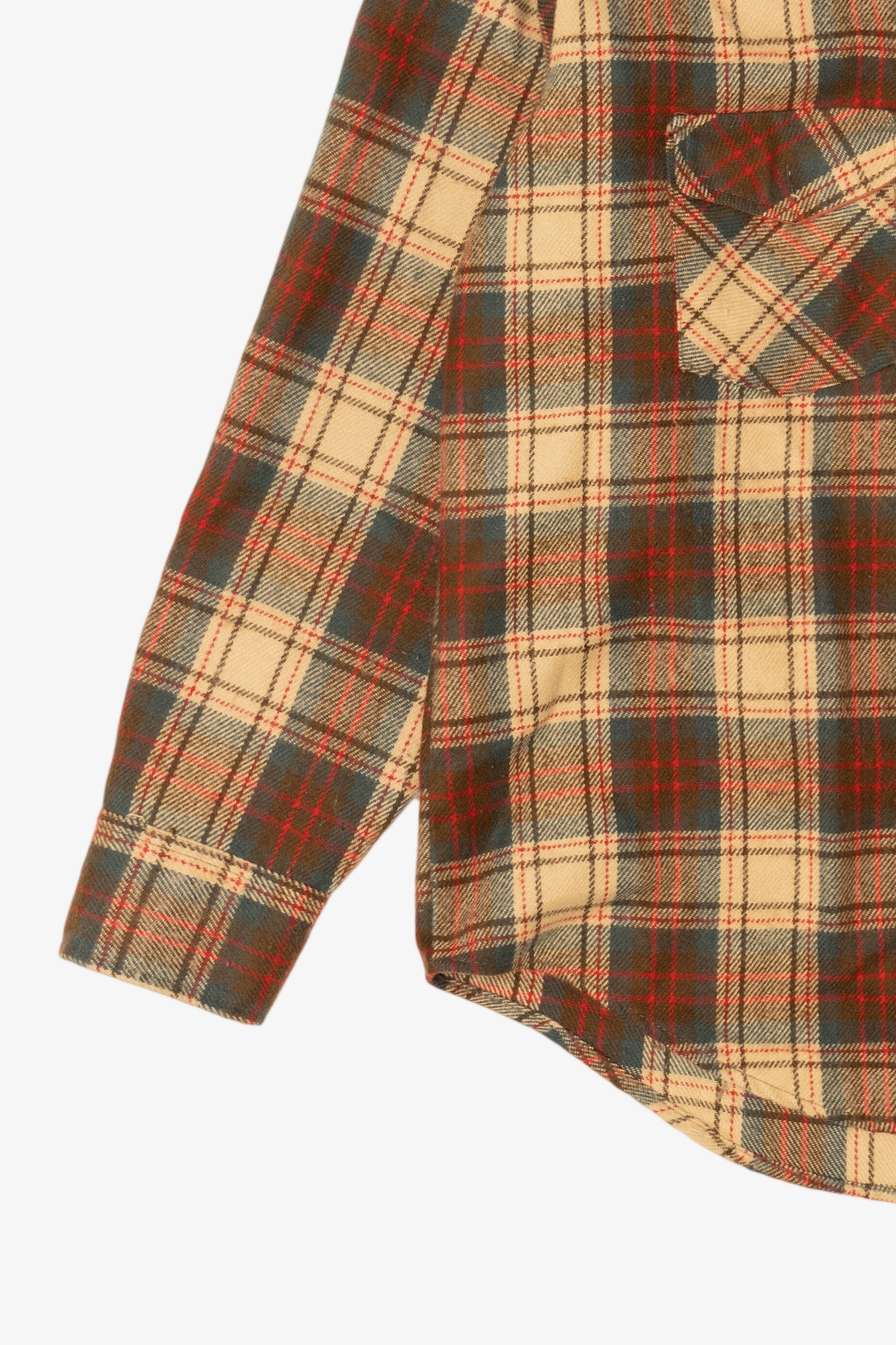 Vintage Brown Plaid Sportswear Flannel Button Up Shirt (1970s)