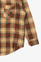 Vintage Brown Plaid Sportswear Flannel Button Up Shirt (1970s)