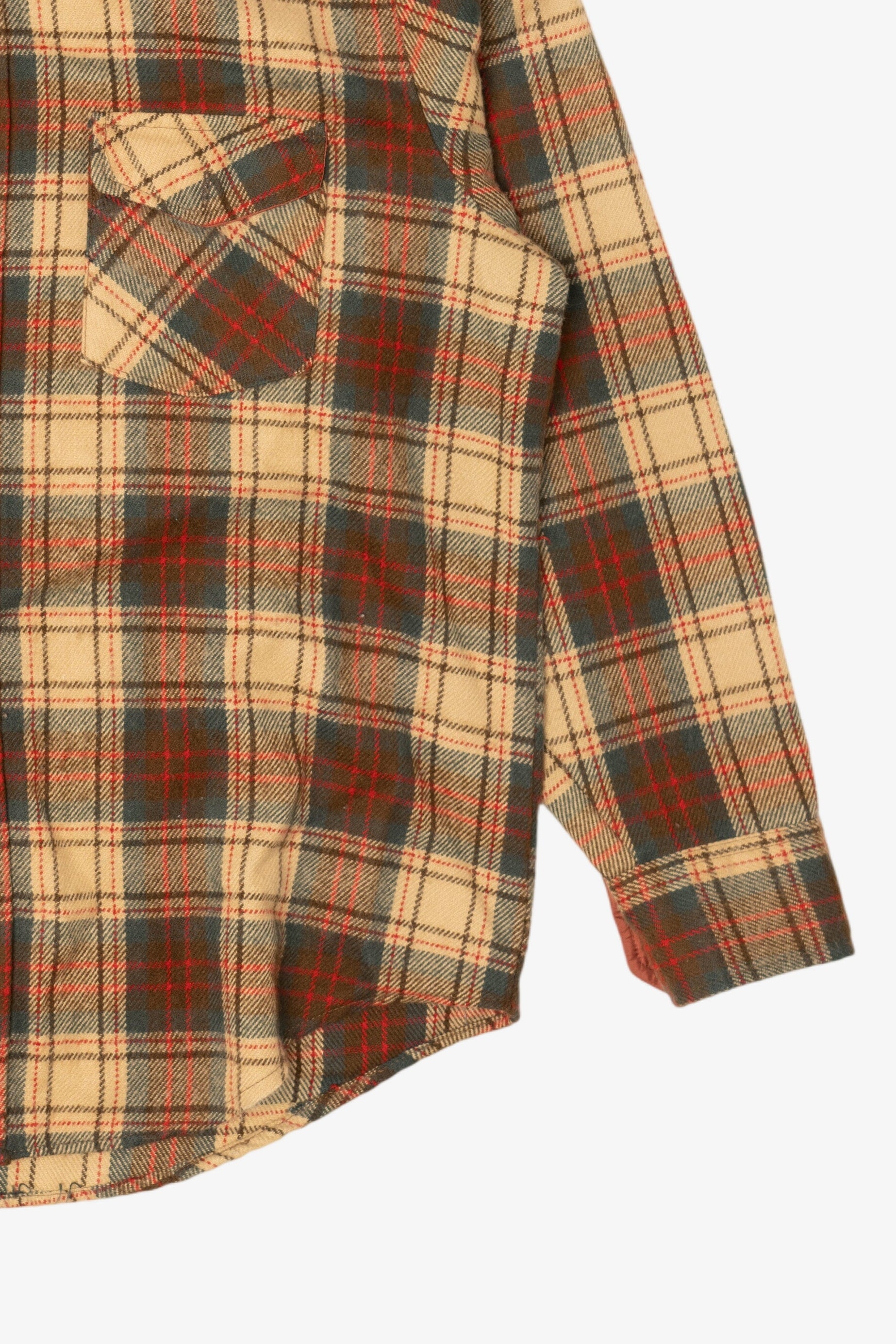 Vintage Brown Plaid Sportswear Flannel Button Up Shirt (1970s)