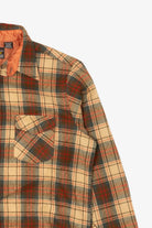 Vintage Brown Plaid Sportswear Flannel Button Up Shirt (1970s)