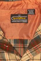 Vintage Brown Plaid Sportswear Flannel Button Up Shirt (1970s)