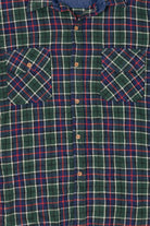 Vintage Green Plaid Oregon Trails Flannel Button Up Shirt (1980s)