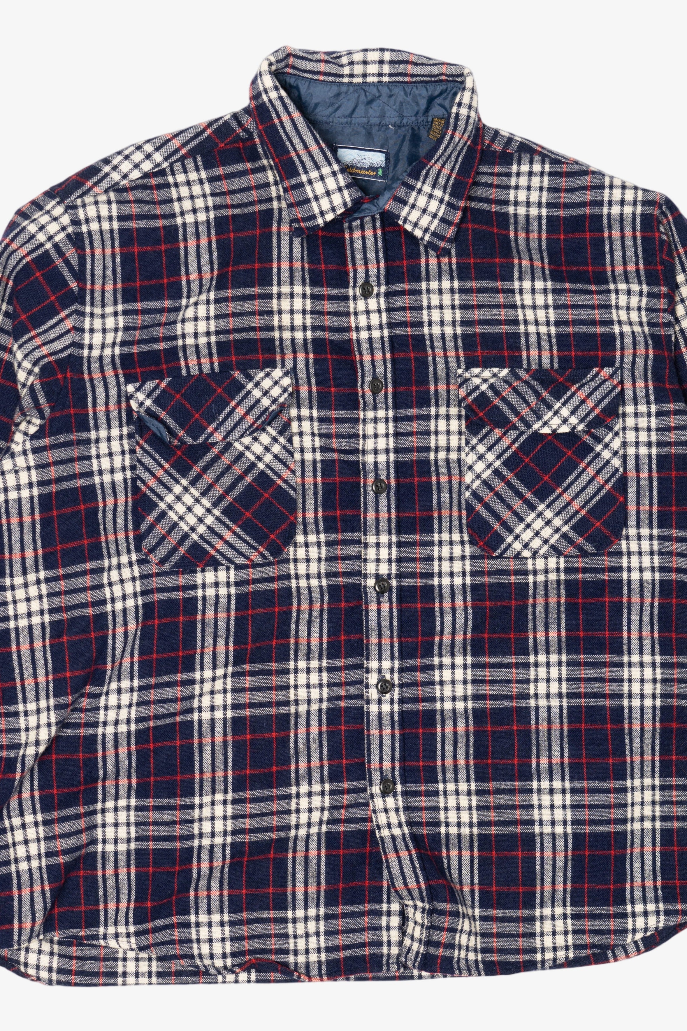 Vintage Navy Blue Plaid Fieldmaster Flannel Button Up Shirt (1990s)