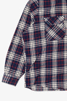 Vintage Navy Blue Plaid Fieldmaster Flannel Button Up Shirt (1990s)