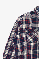 Vintage Navy Blue Plaid Fieldmaster Flannel Button Up Shirt (1990s)