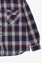 Vintage Navy Blue Plaid Fieldmaster Flannel Button Up Shirt (1990s)