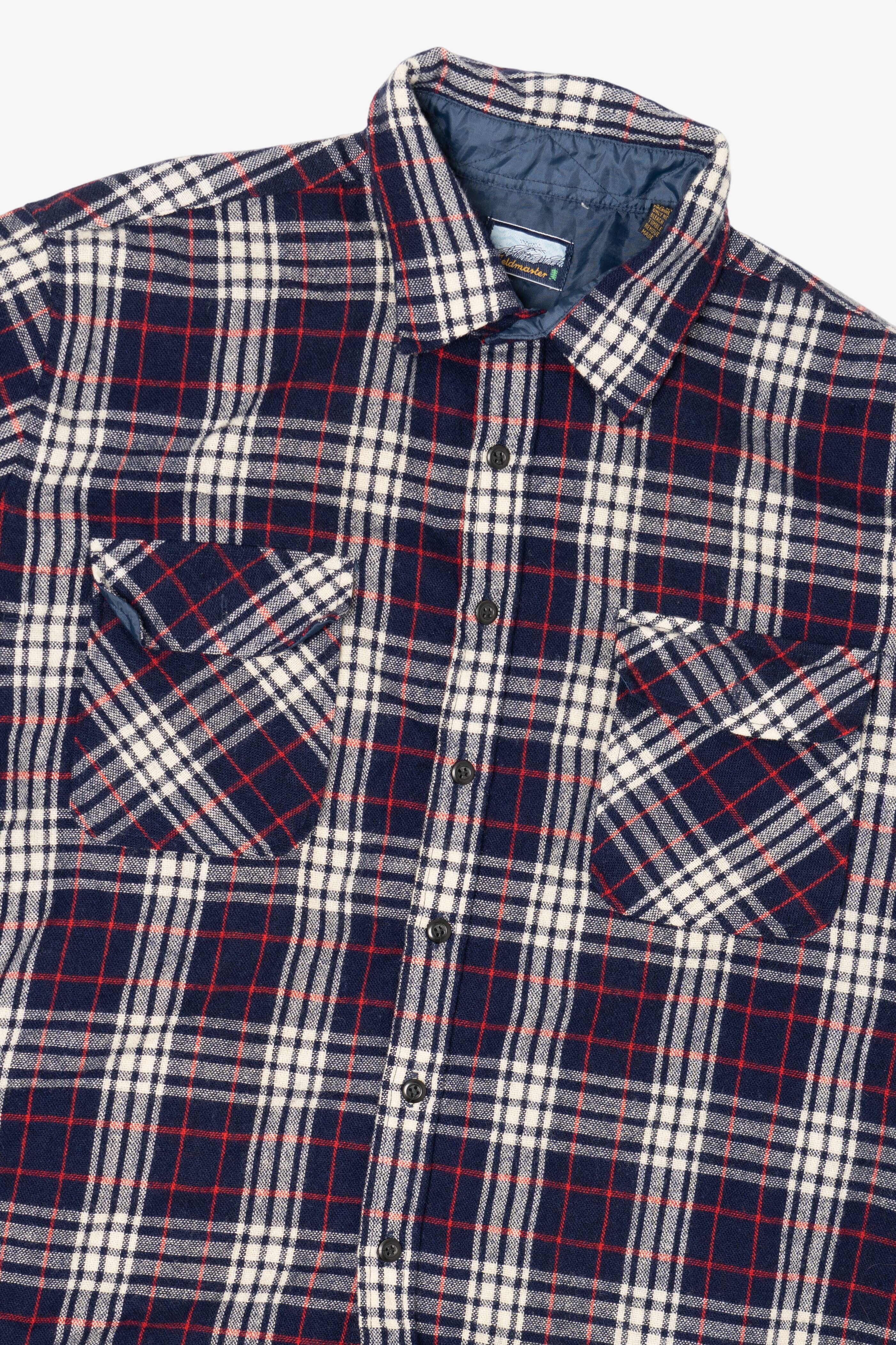 Vintage Navy Blue Plaid Fieldmaster Flannel Button Up Shirt (1990s)