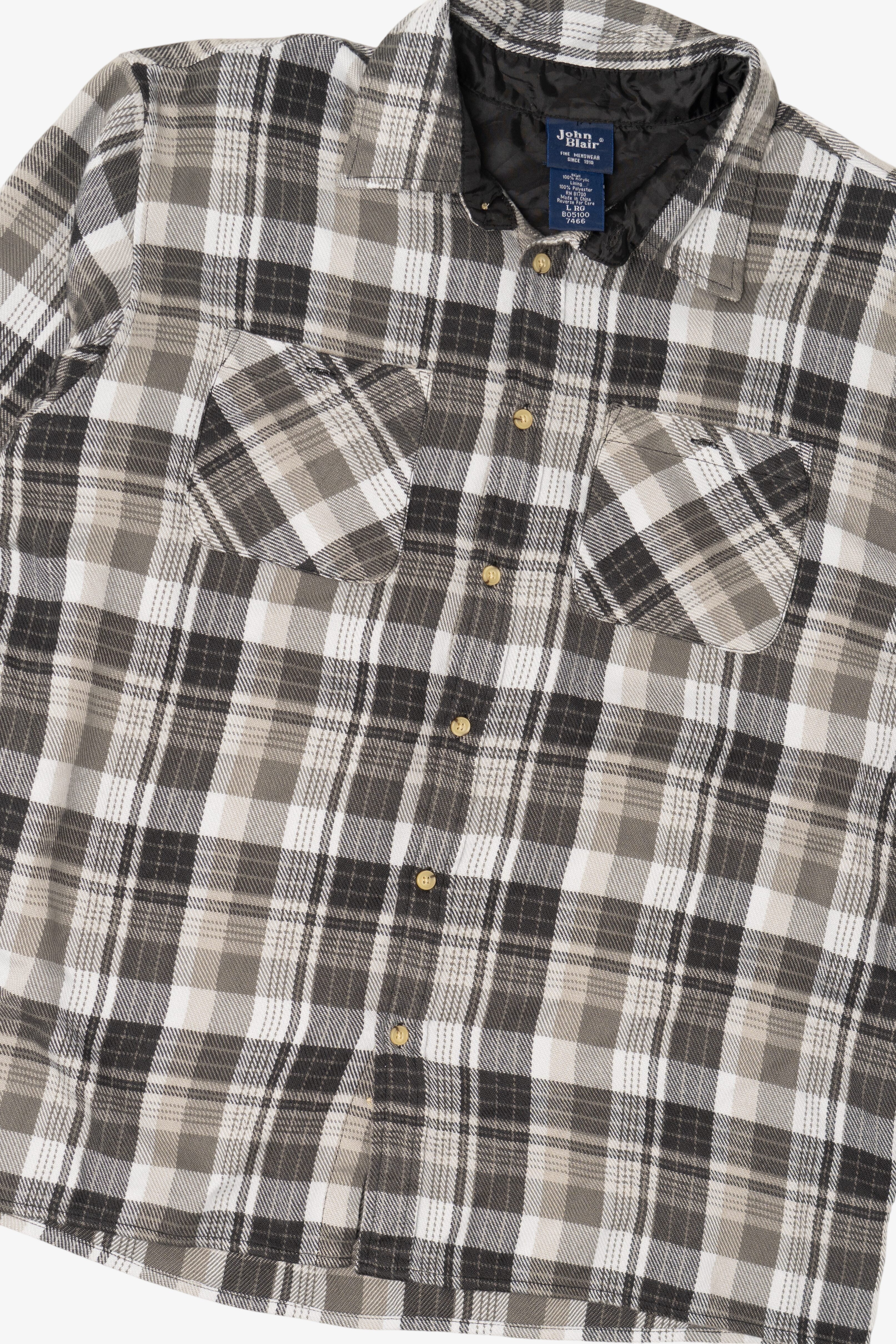 Vintage Gray Plaid John Blair Flannel Shirt (1990s)