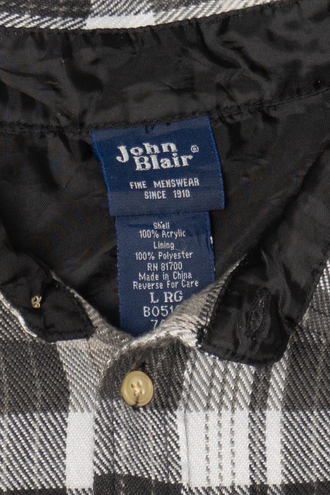 Vintage Gray Plaid John Blair Flannel Shirt (1990s)