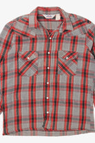 Vintage Red And Gray Plaid Dakota By Five Brothers "Tall Man" Flannel Shirt (1980s)