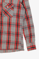 Vintage Red And Gray Plaid Dakota By Five Brothers "Tall Man" Flannel Shirt (1980s)