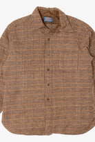 Vintage Brown Plaid Pendleton Houndstooth Pattern Flannel Shirt (1970s)