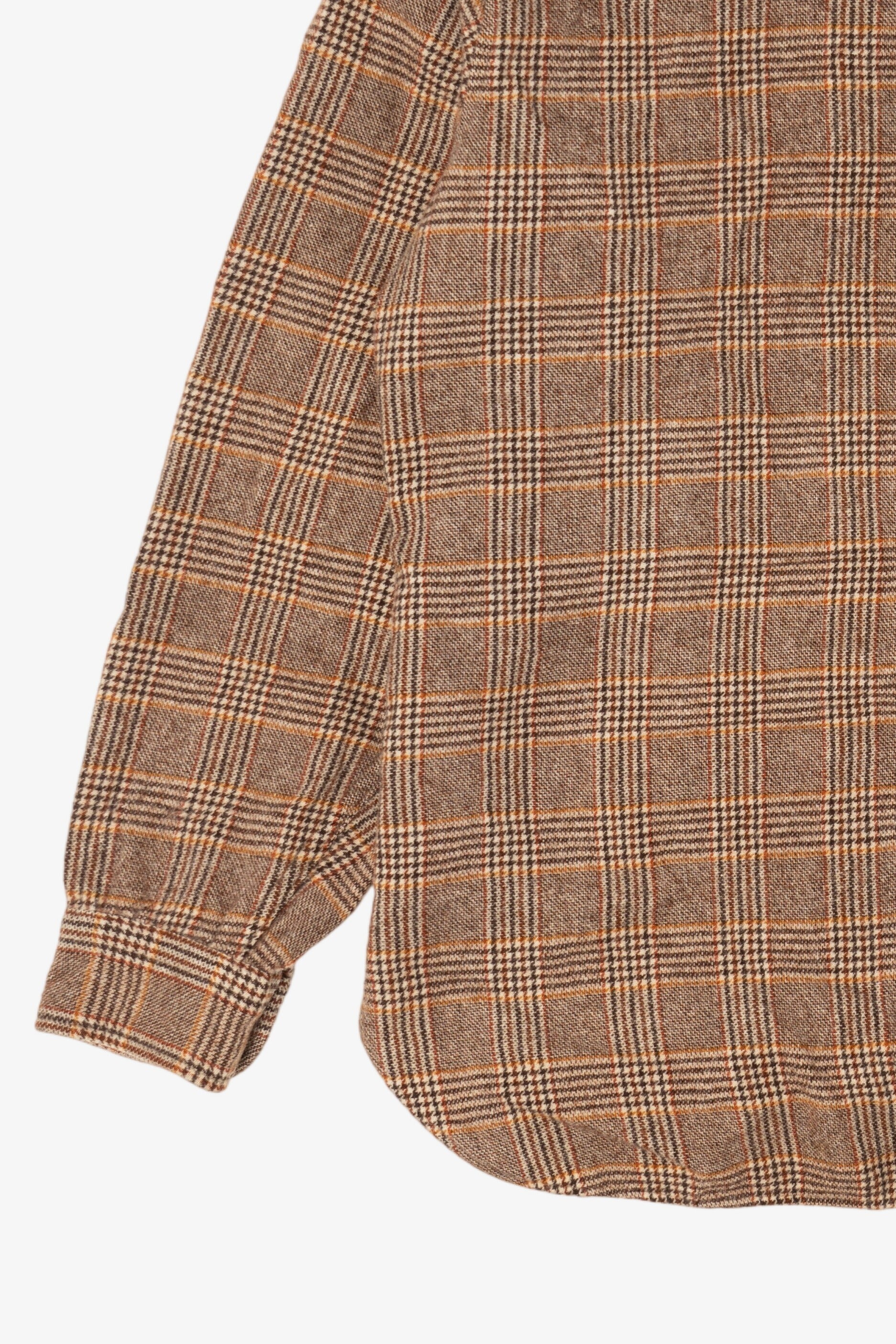 Vintage Brown Plaid Pendleton Houndstooth Pattern Flannel Shirt (1970s)