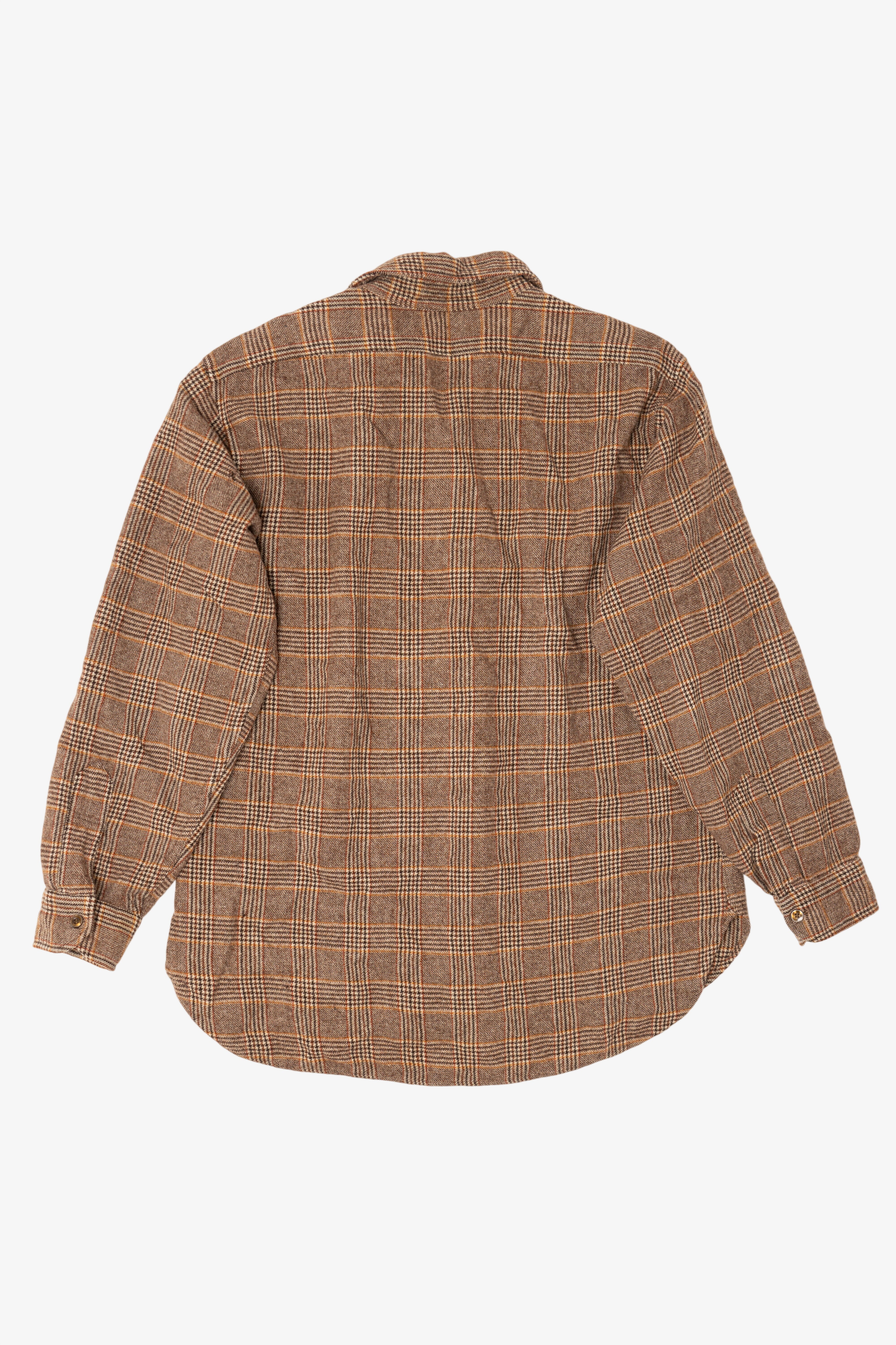 Vintage Brown Plaid Pendleton Houndstooth Pattern Flannel Shirt (1970s)