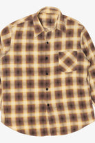Vintage Beige Plaid Flannel Button Up Shirt (1980s)