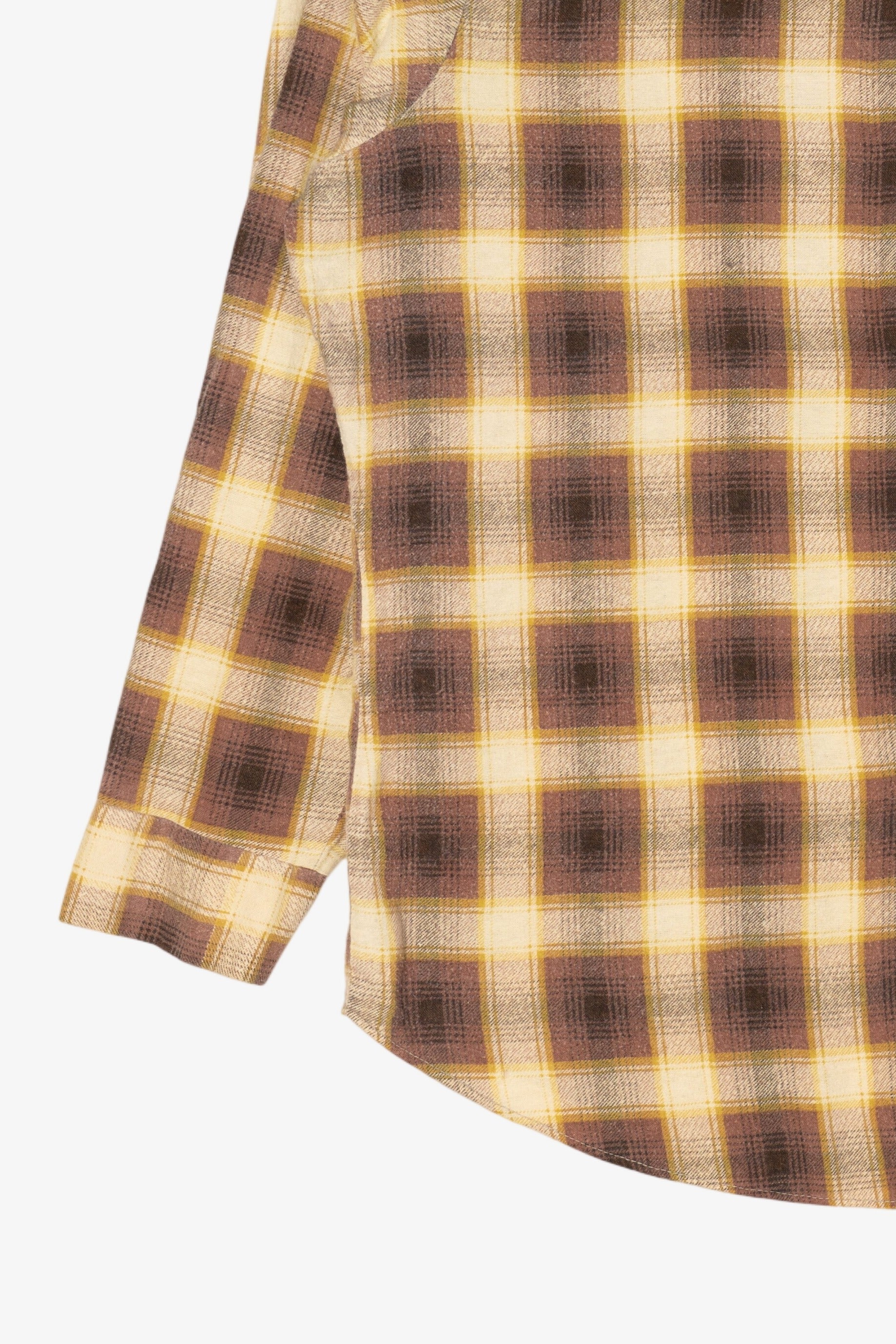 Vintage Beige Plaid Flannel Button Up Shirt (1980s)
