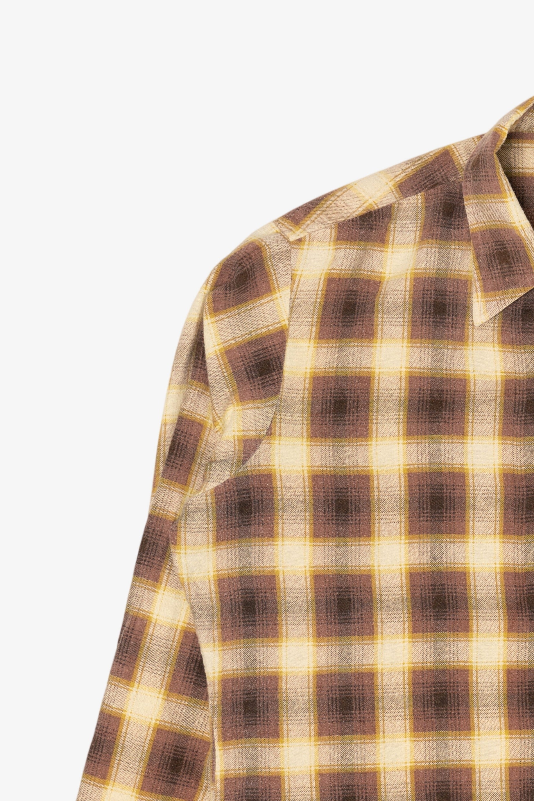 Vintage Beige Plaid Flannel Button Up Shirt (1980s)