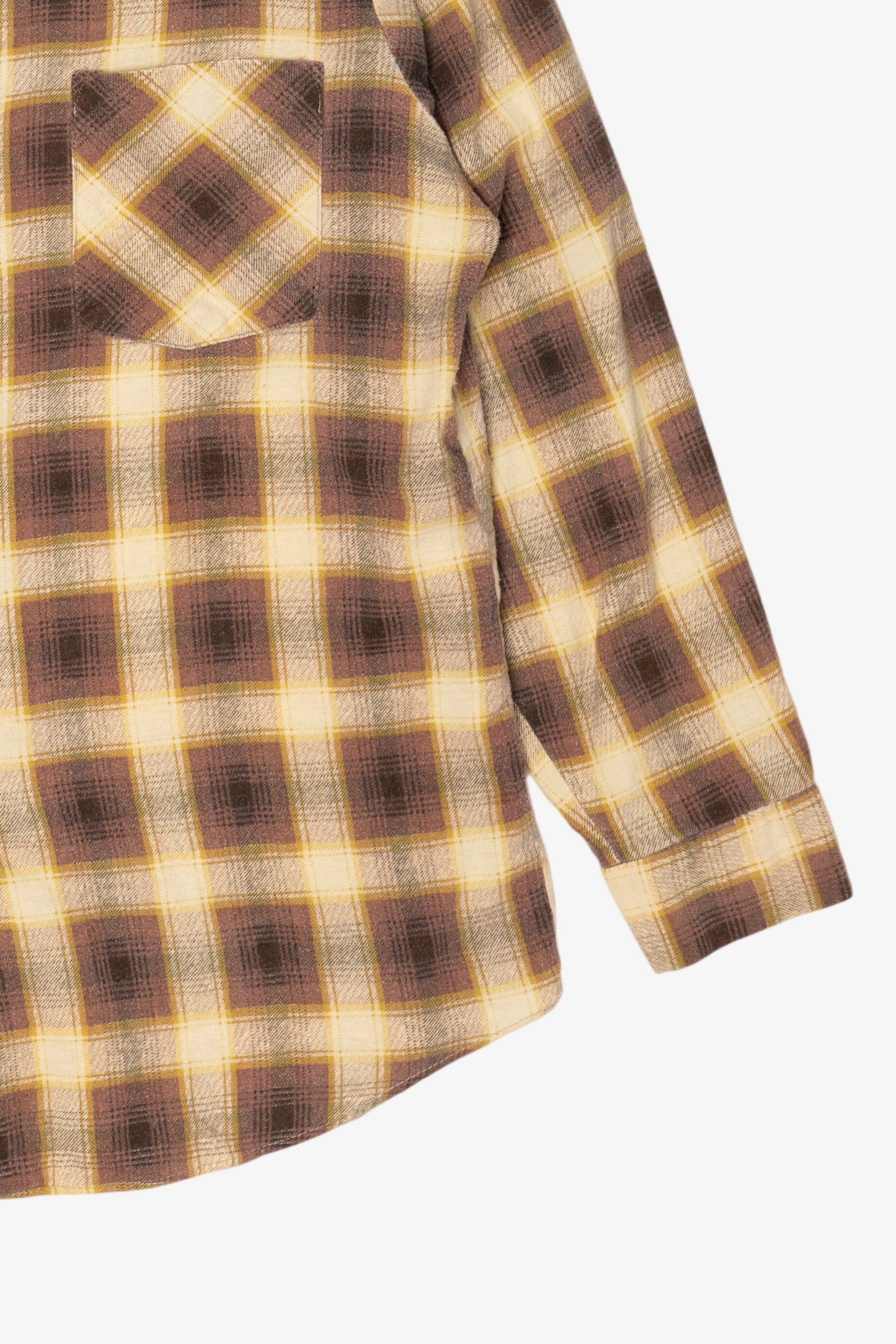 Vintage Beige Plaid Flannel Button Up Shirt (1980s)