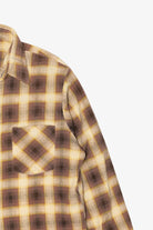 Vintage Beige Plaid Flannel Button Up Shirt (1980s)