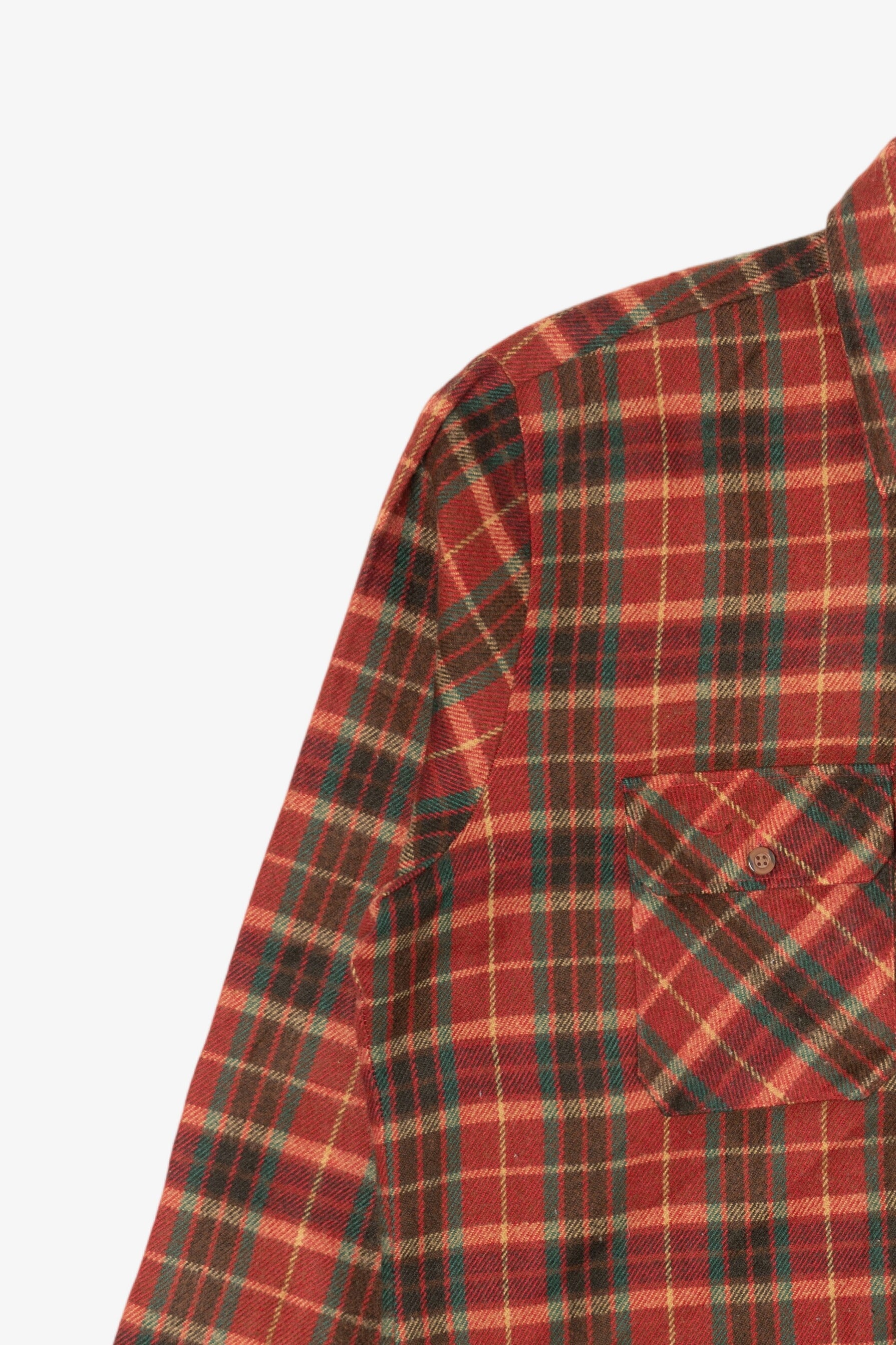 Vintage Burgundy Plaid Sears Tall Flannel Button Up Shirt (1970s)