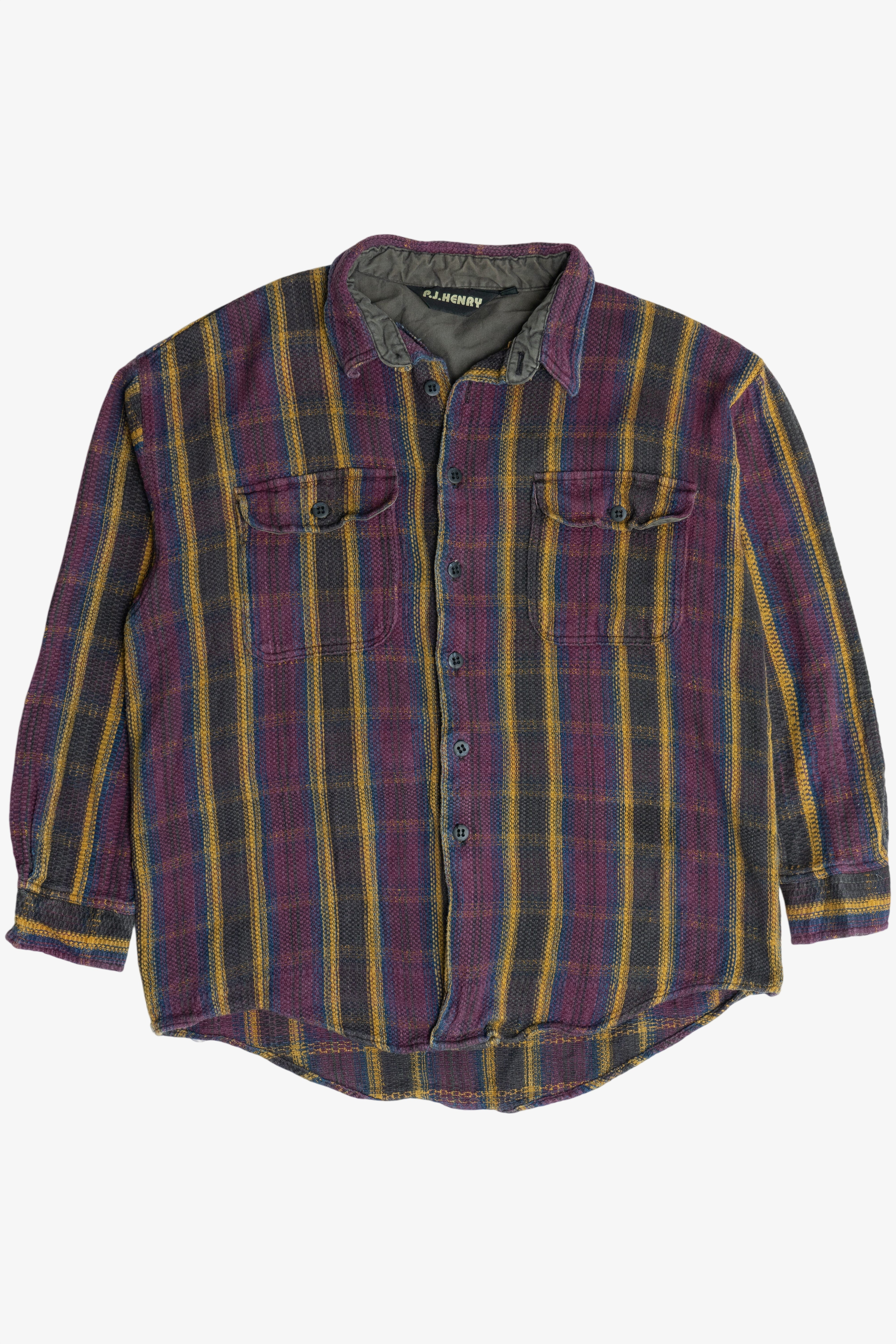 Vintage P.J. Henry Striped Heavyweight Cotton Tweed Flannel (1990s)