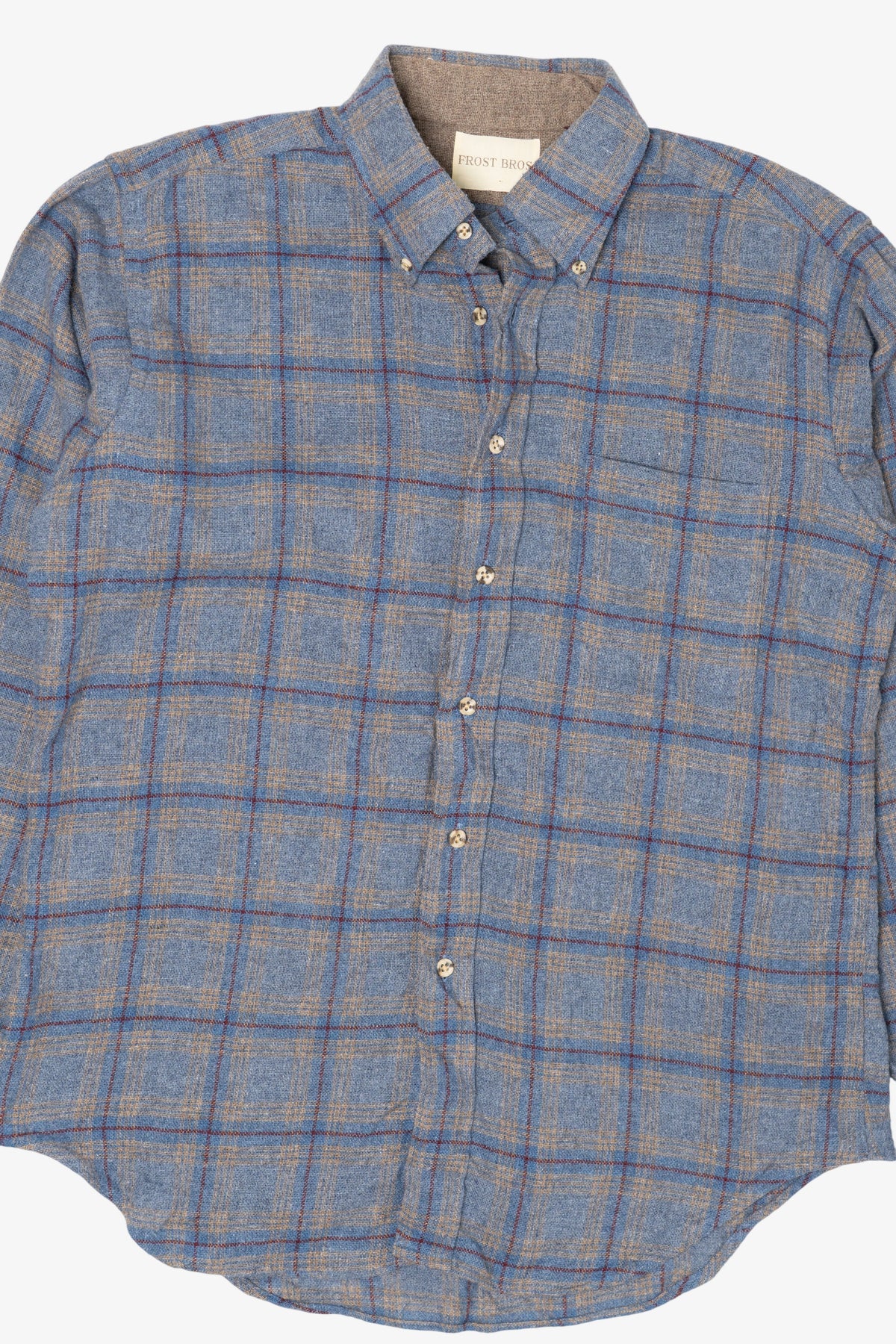 Vintage Blue Frost Bros Plaid Flannel Button Up Shirt (1970s)