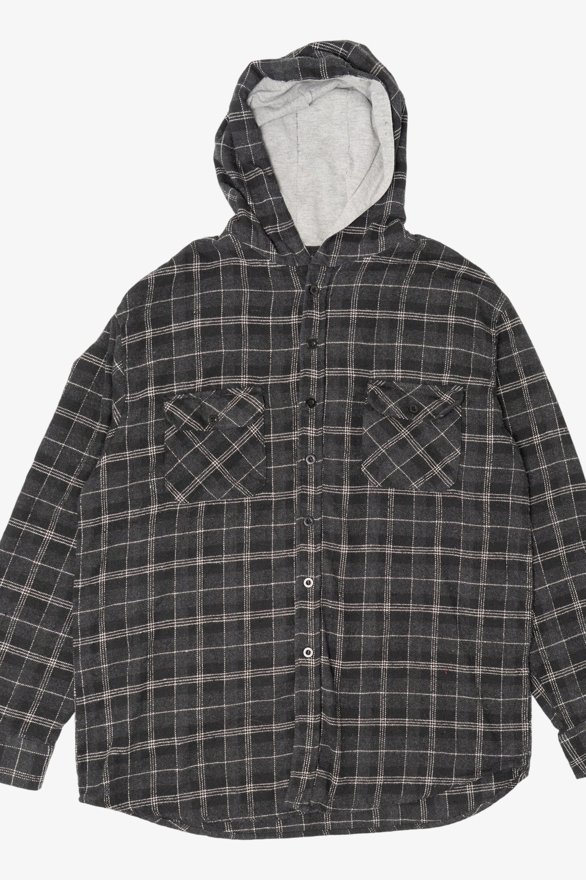 Vintage Dark Gray Canyon Creek Hooded Flannel Shirt (1990s)