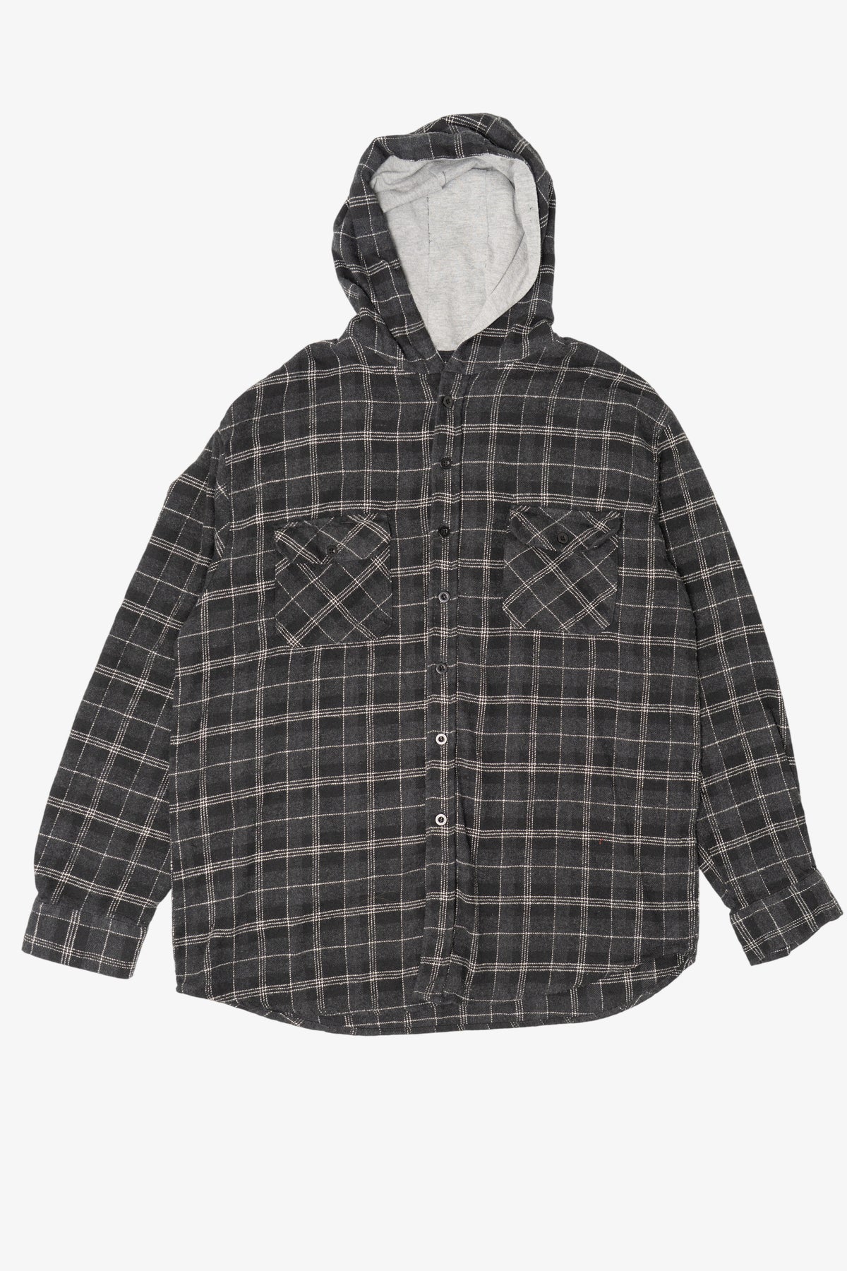 Vintage Dark Gray Canyon Creek Hooded Flannel Shirt (1990s)