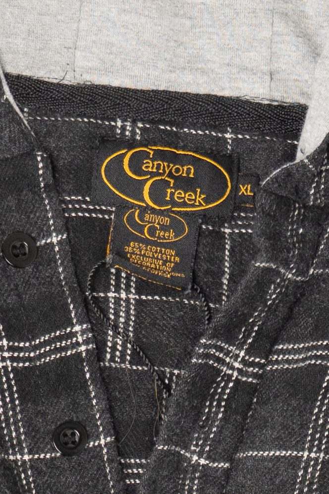 Vintage Dark Gray Canyon Creek Hooded Flannel Shirt (1990s)