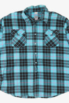 Vintage Blue Plaid Rancho Santa Fe Flannel Button Up Shirt (1990s)
