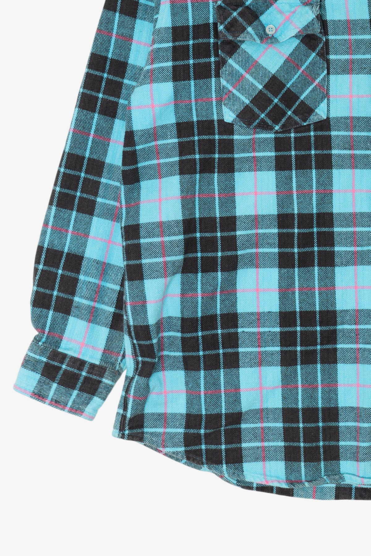Vintage Blue Plaid Rancho Santa Fe Flannel Button Up Shirt (1990s)