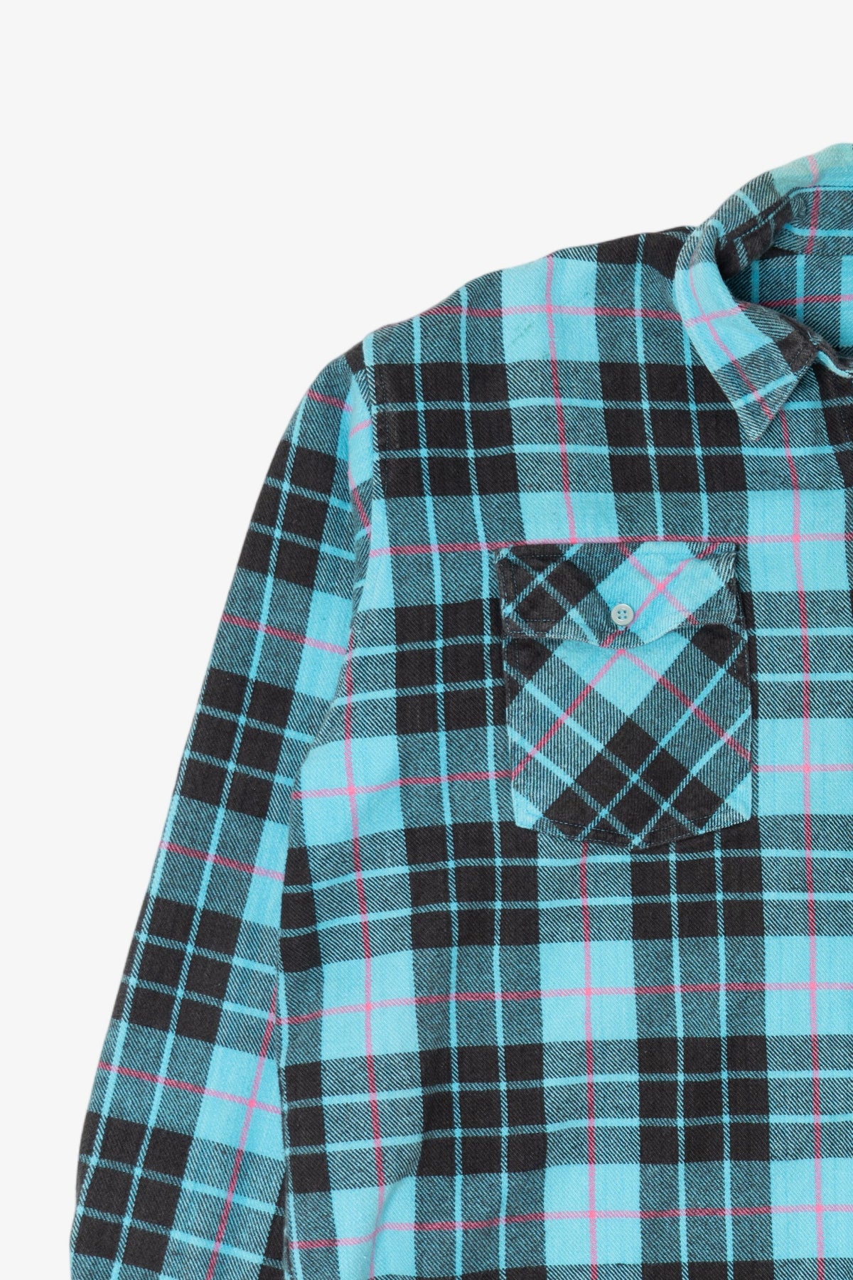 Vintage Blue Plaid Rancho Santa Fe Flannel Button Up Shirt (1990s)