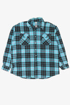 Vintage Blue Plaid Rancho Santa Fe Flannel Button Up Shirt (1990s)