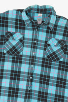 Vintage Blue Plaid Rancho Santa Fe Flannel Button Up Shirt (1990s)