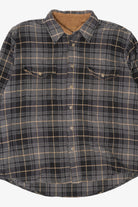 Vintage Dark Gray Plaid Faded Glory Button Up Flannel Shirt (1990s)
