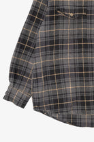 Vintage Dark Gray Plaid Faded Glory Button Up Flannel Shirt (1990s)