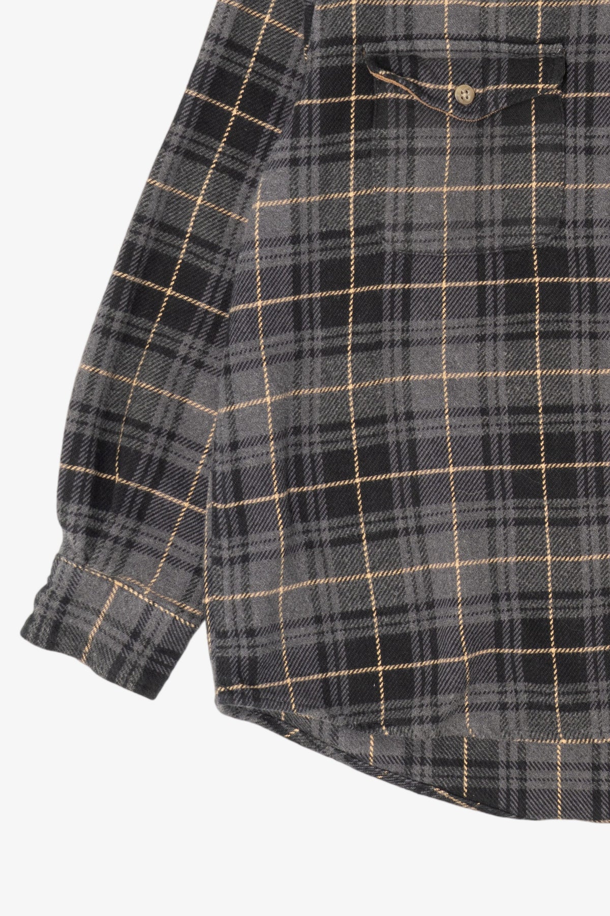 Vintage Dark Gray Plaid Faded Glory Button Up Flannel Shirt (1990s)