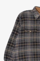 Vintage Dark Gray Plaid Faded Glory Button Up Flannel Shirt (1990s)