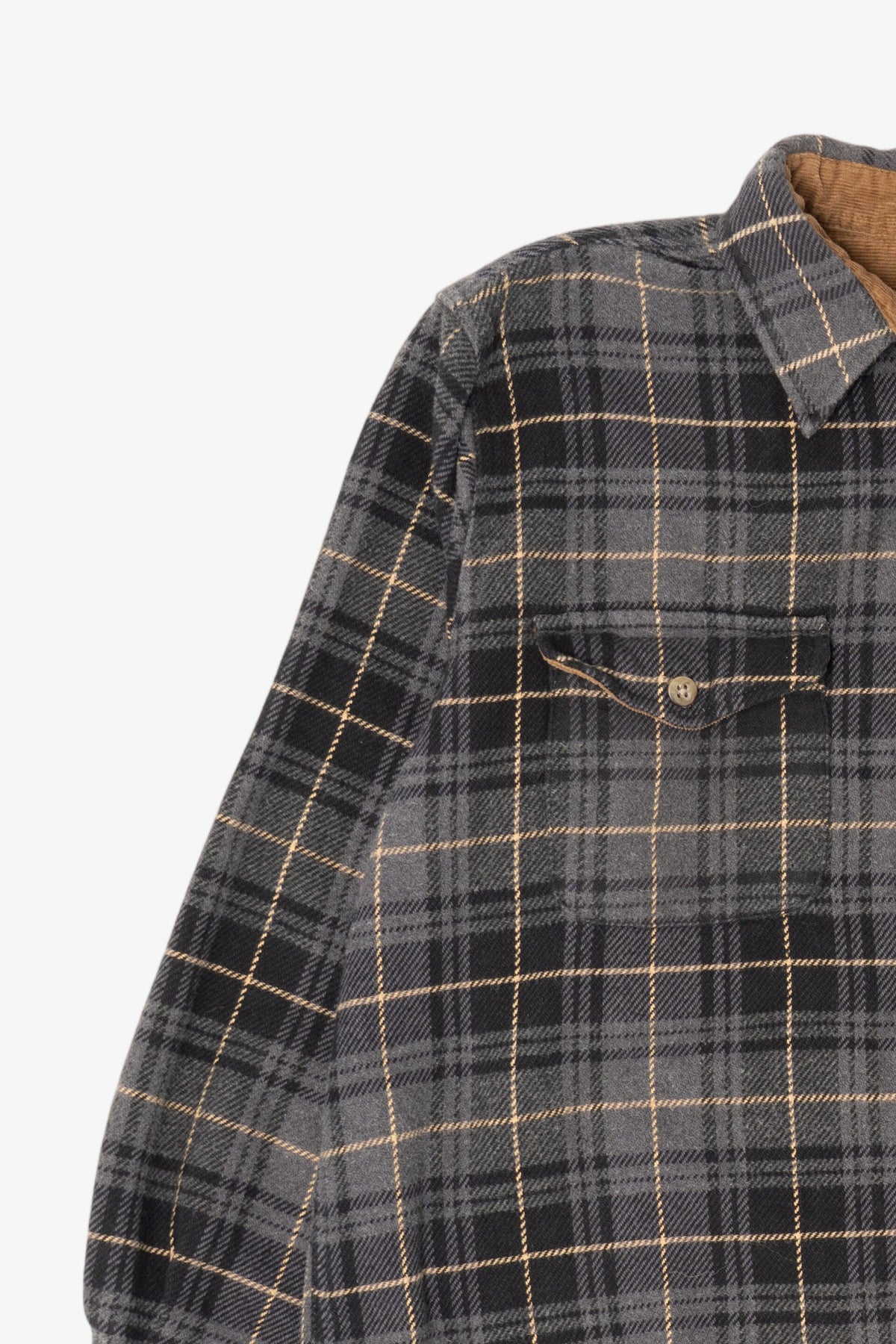 Vintage Dark Gray Plaid Faded Glory Button Up Flannel Shirt (1990s)