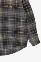 Vintage Dark Gray Plaid Faded Glory Button Up Flannel Shirt (1990s)