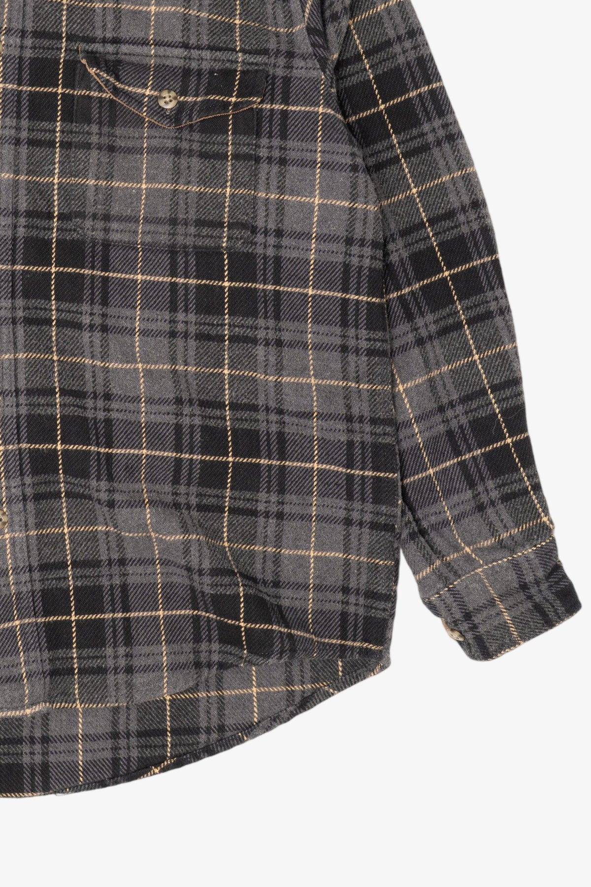 Vintage Dark Gray Plaid Faded Glory Button Up Flannel Shirt (1990s)
