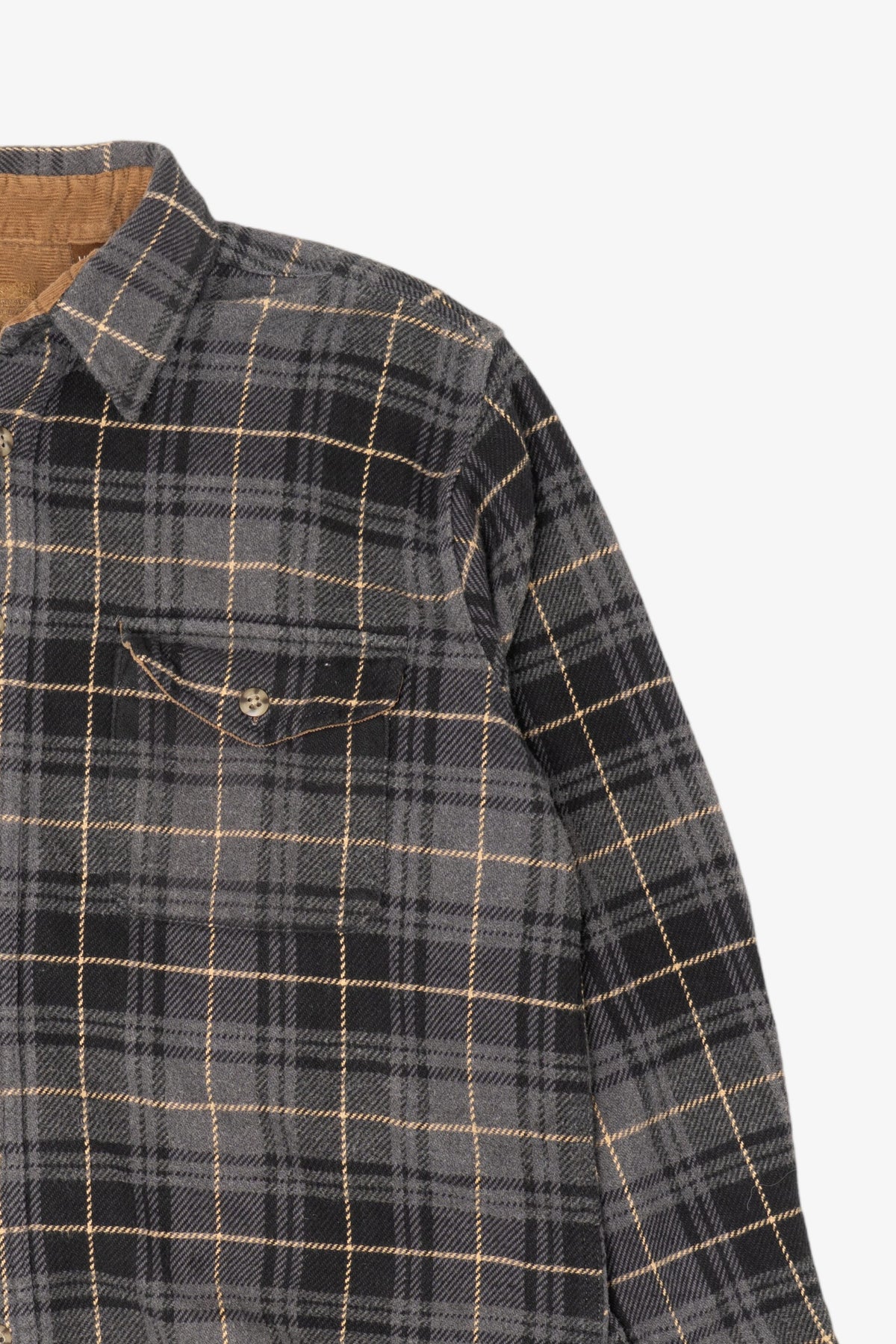 Vintage Dark Gray Plaid Faded Glory Button Up Flannel Shirt (1990s)
