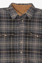 Vintage Dark Gray Plaid Faded Glory Button Up Flannel Shirt (1990s)