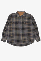 Vintage Dark Gray Plaid Faded Glory Button Up Flannel Shirt (1990s)
