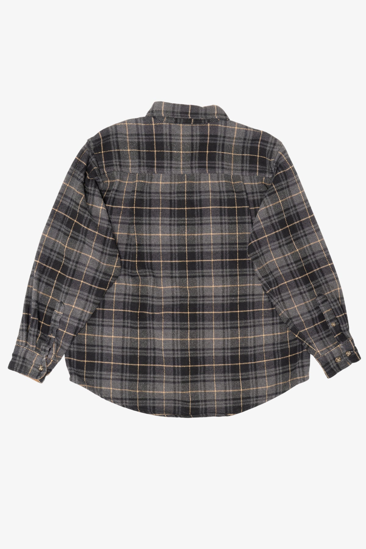 Vintage Dark Gray Plaid Faded Glory Button Up Flannel Shirt (1990s)