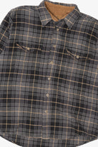 Vintage Dark Gray Plaid Faded Glory Button Up Flannel Shirt (1990s)