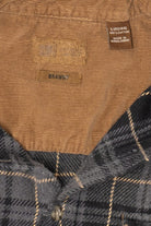 Vintage Dark Gray Plaid Faded Glory Button Up Flannel Shirt (1990s)