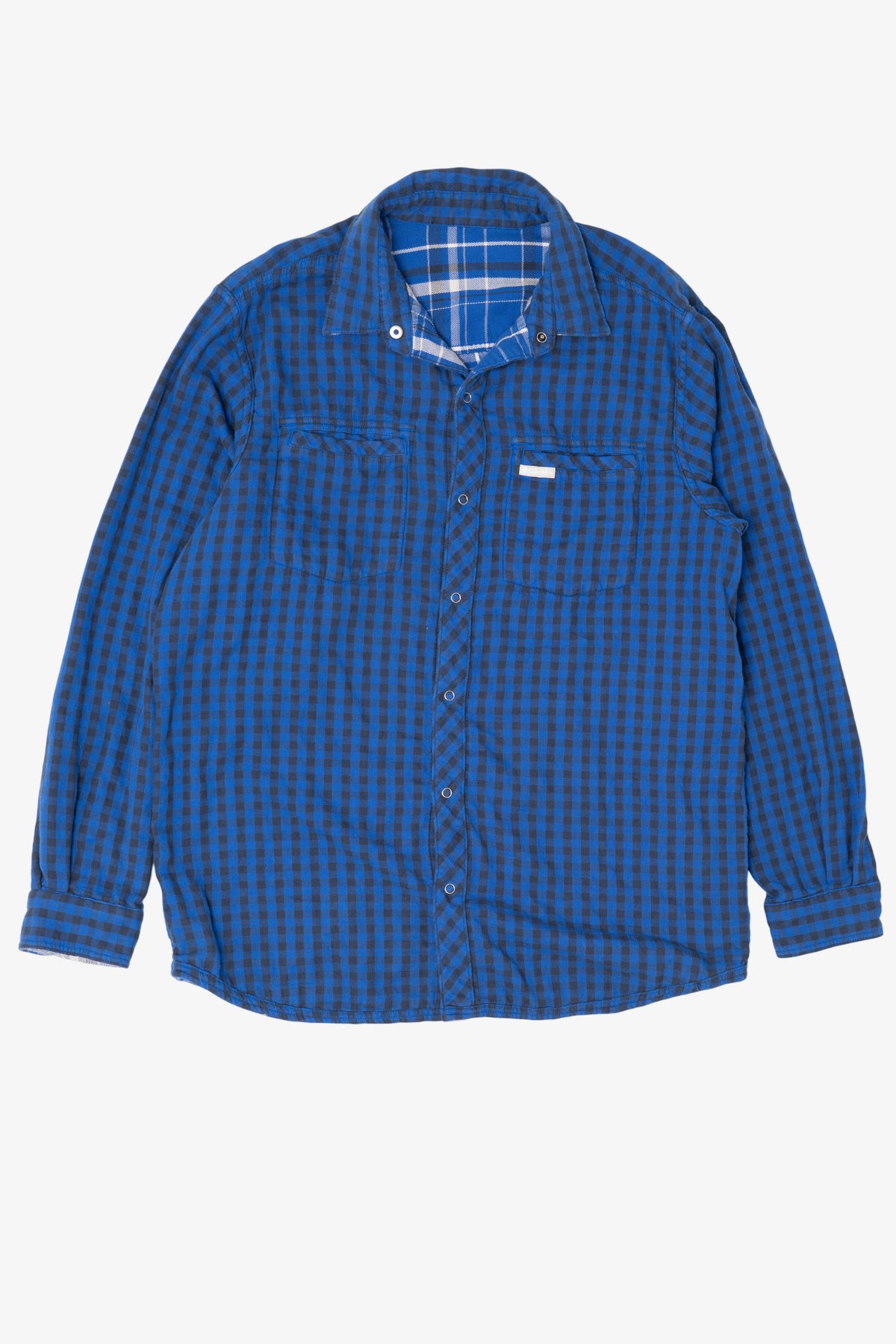 Blue Reversible Columbia Button Up Flannel Shirt (2010s)