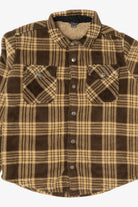 Kids Eddie Bauer Brown Sherpa Lined Flannel Shirt (2010s)